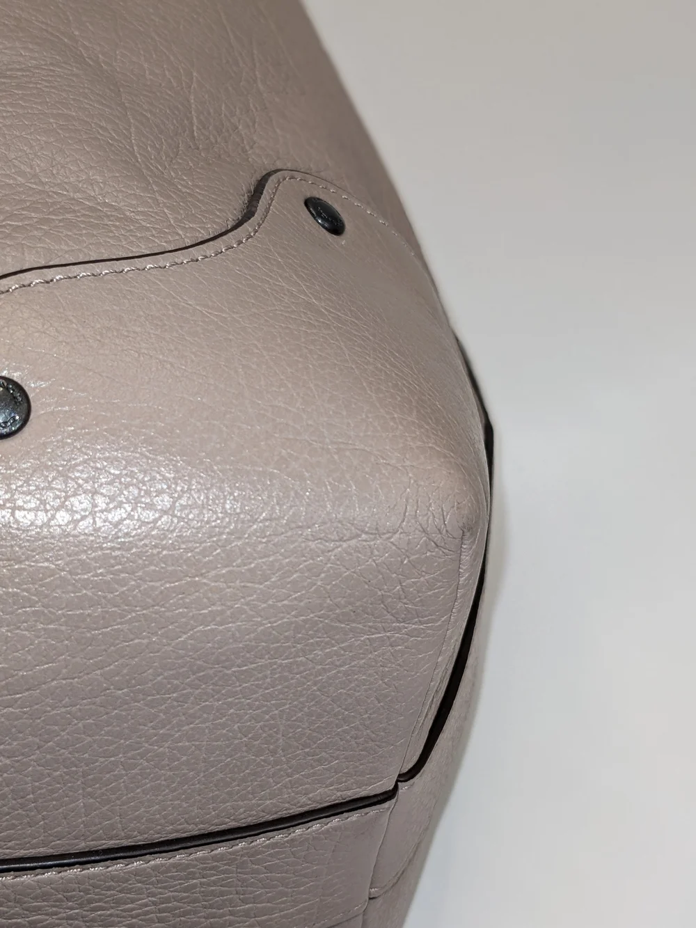 Coach Pebbled Leather Drawstring Bucket Shoulder Bag – Taupe